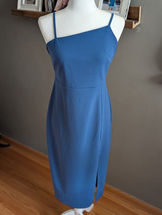 Lulus Dresses & Skirts - Lulus Shape The Night Cobalt Blue Asymmetrical Midi Dress Size Medium